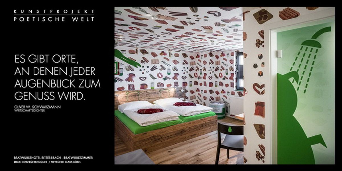 Kein Fake: Zimmer im WURSTdesign all over - BRATWURSThotel